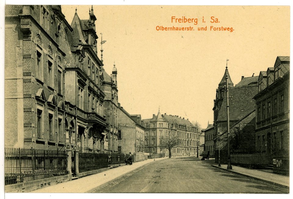 15731-Freiberg-1913-Olbernhauer Straße und Forstweg-Brück & Sohn Kunstverlag