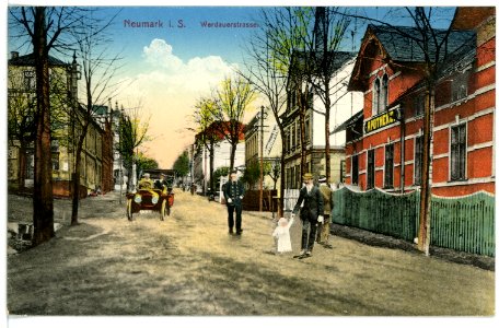 15512-Neumark-1913-Werdauer Straße mit PKW-Brück & Sohn Kunstverlag