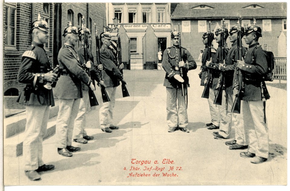 15062-Torgau-1912-4. Thüringisches Infanterie-Regiment Nr. 72 - Aufziehen der Wache-Brück & Sohn Kunstverlag