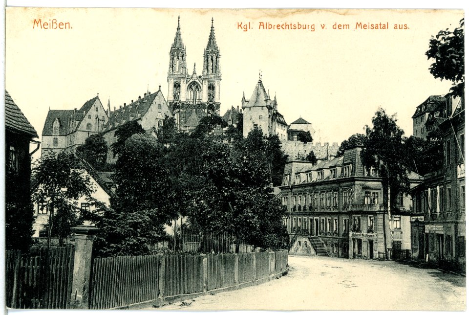 14842-Meißen-1912-Albrechtsburg und Dom und Meisastraße-Brück & Sohn Kunstverlag