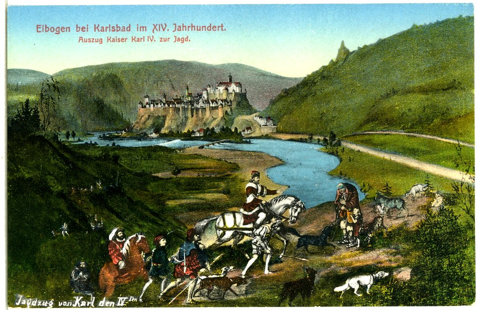 14811-Elbogen-1912-Auszug Kaiser Karl iV. zur Jagd-Brück & Sohn Kunstverlag