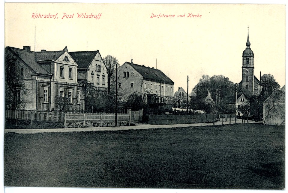 15659-Röhrsdorf-1913-Dorfstraße und Kirche-Brück & Sohn Kunstverlag