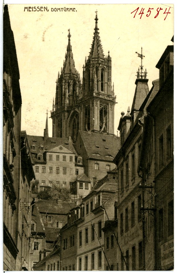 14584-Meißen-1912-Burgstraße, Burgberg, Domtürme-Brück & Sohn Kunstverlag