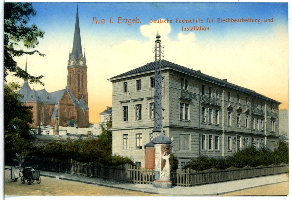 14446-Aue-1912-Fachschule für Blechbearbeitung und Installation-Brück & Sohn Kunstverlag