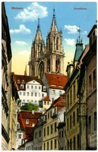 14750-Meißen-1912-Burgstraße und Domtürme-Brück & Sohn Kunstverlag