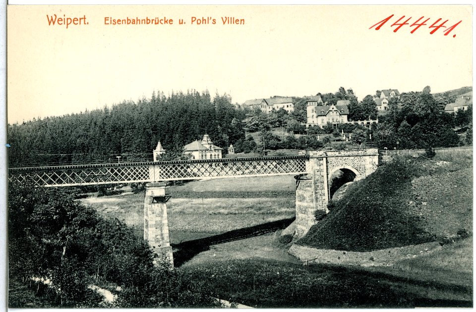 14441-Weipert-1912-Eisenbahnbrücke und Pohls Villen-Brück & Sohn Kunstverlag