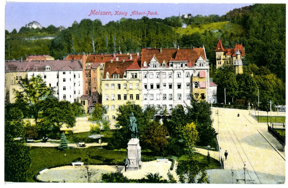 15741-Meißen-1913-König-Albert-Denkmal im Albert-Park-Brück & Sohn Kunstverlag