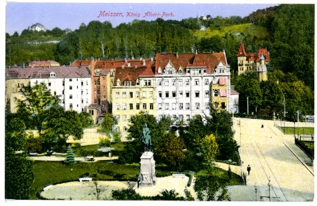 15741-Meißen-1913-König-Albert-Denkmal im Albert-Park-Brück & Sohn Kunstverlag