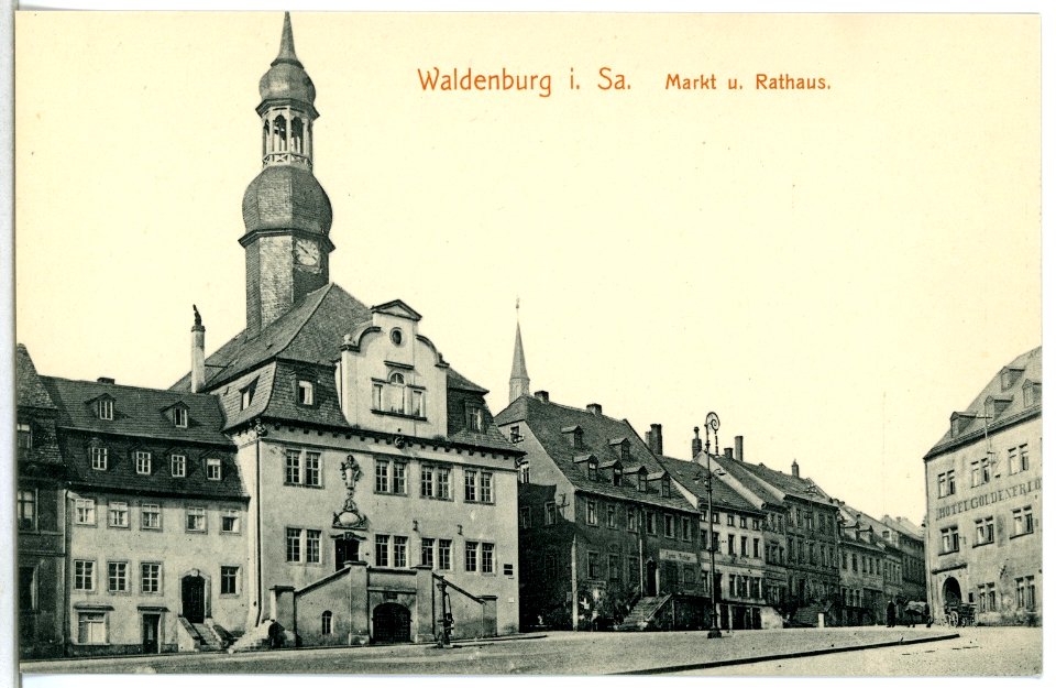 14234-Waldenburg-1912-Markt und Rathaus-Brück & Sohn Kunstverlag