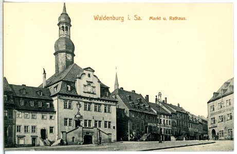 14234-Waldenburg-1912-Markt und Rathaus-Brück & Sohn Kunstverlag