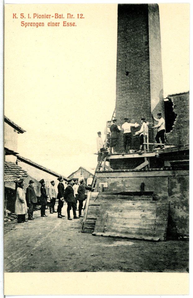 12708--1911-Sprengen einer Esse durch das 1. Königlich Sächsische Pionier-Bataillon Nr. 12-Brück & Sohn Kunstverlag