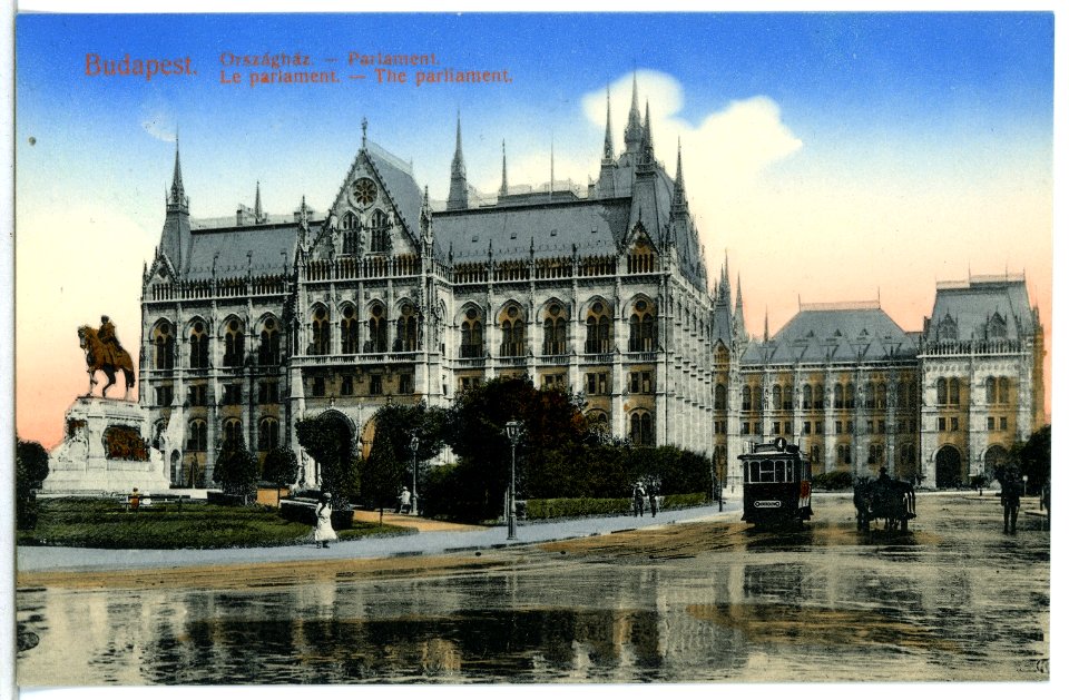 14207-Budapest-1912-Parlament mit Straßenbahn-Brück & Sohn Kunstverlag