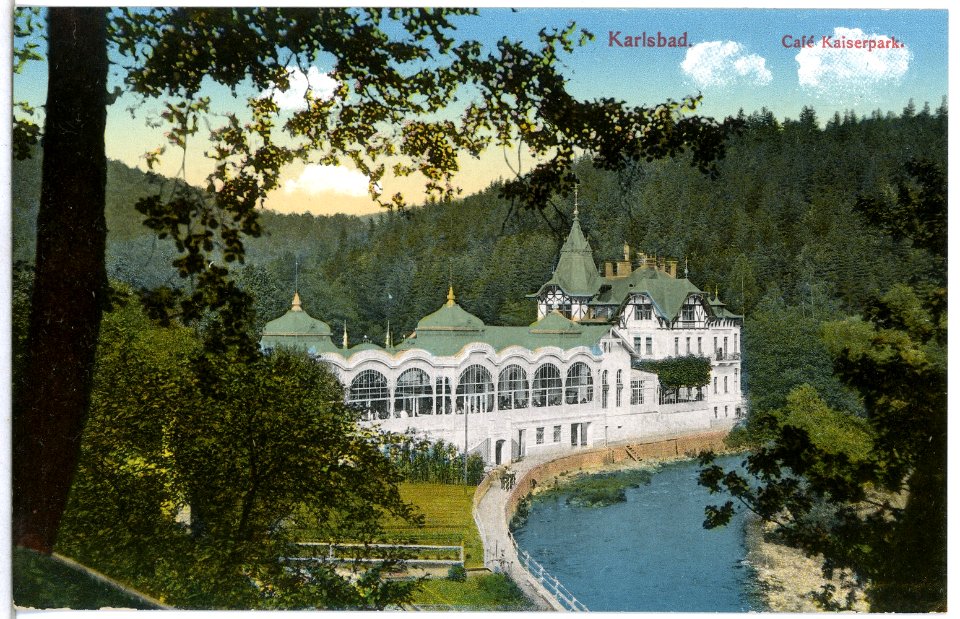 14488-Karlsbad-1912-Cafe Kaiserpark-Brück & Sohn Kunstverlag
