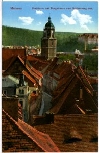 14749-Meißen-1912-Stadtkirche und Burgstraße vom Schloßberg aus-Brück & Sohn Kunstverlag