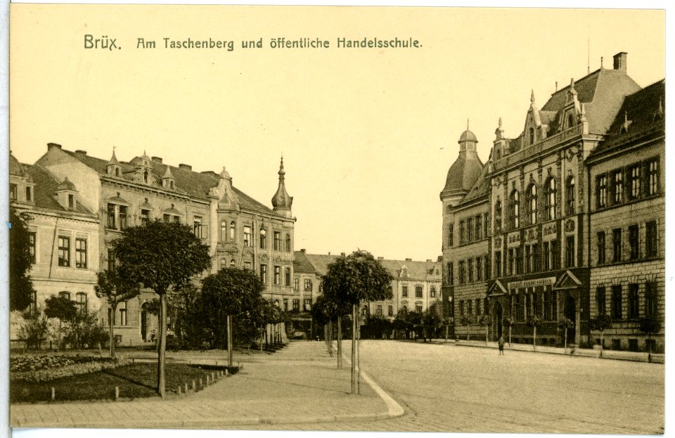 14406-Brüx-1912-Am Taschenberg und öffentliche Handelsschule-Brück & Sohn Kunstverlag