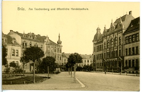 14406-Brüx-1912-Am Taschenberg und öffentliche Handelsschule-Brück & Sohn Kunstverlag photo