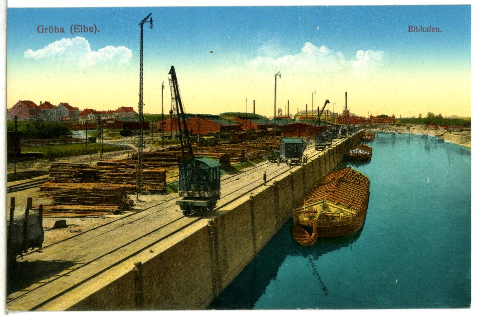 14712-Gröba-1912-Gröba - Elbhafen-Brück & Sohn Kunstverlag