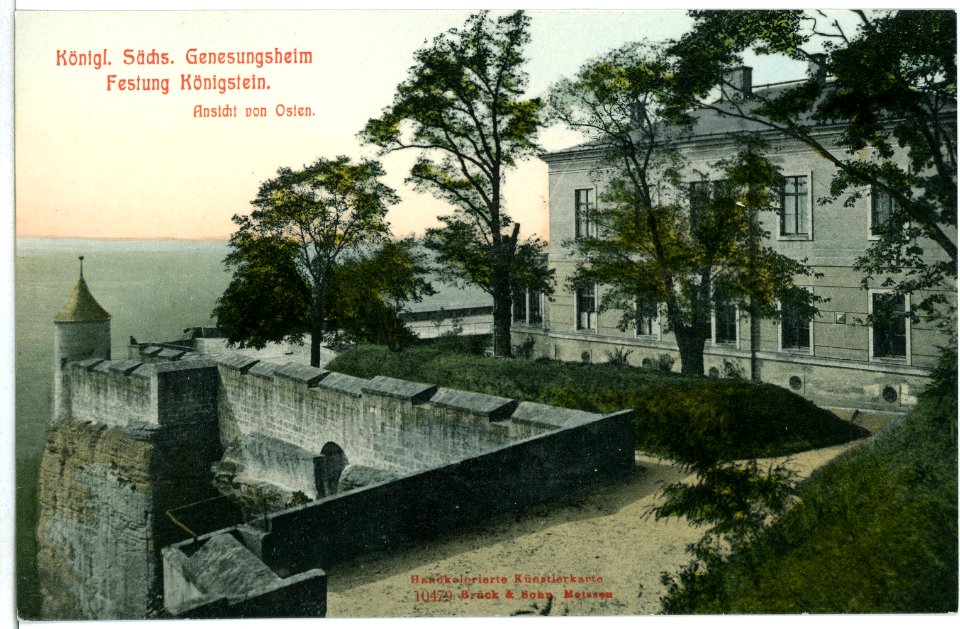 10479-Königstein-1908-Festung, Genesungsheim, Ansicht von Osten-Brück & Sohn Kunstverlag