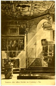 14803-Coswig-1912-Inneres der alten Kirche-Brück & Sohn Kunstverlag
