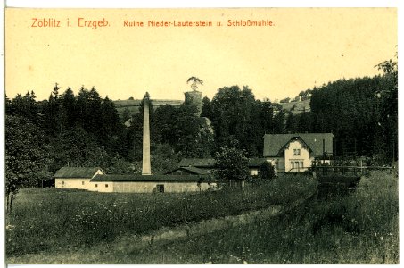 14774-Zöblitz-1912-Ruine Niederlauterstein und Schloßmühle-Brück & Sohn Kunstverlag