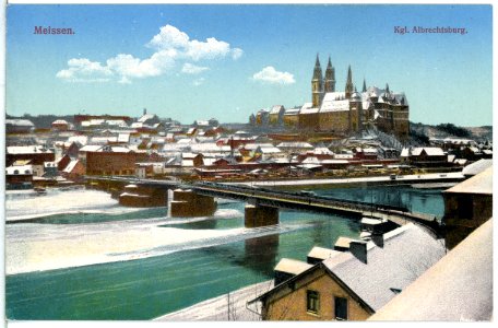 14742-Meißen-1912-Blick auf Meißen im Schnee-Brück & Sohn Kunstverlag