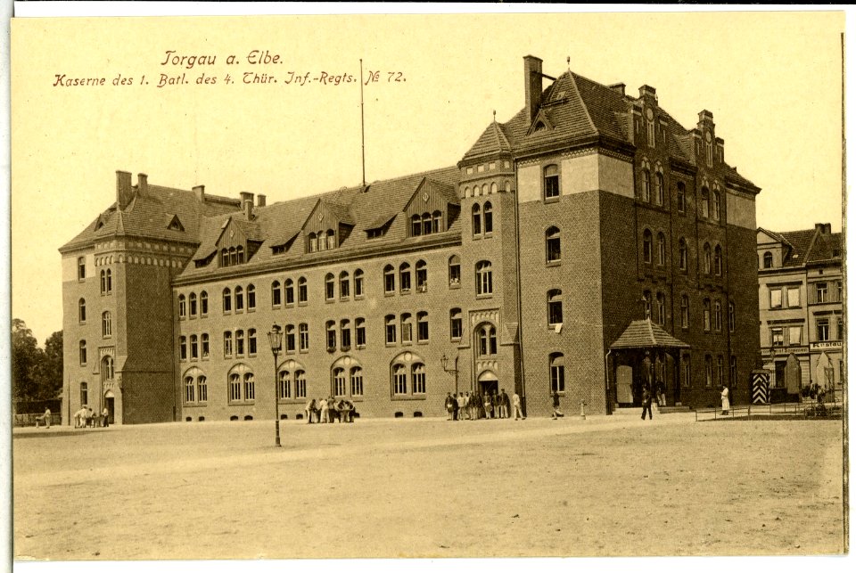 15061-Torgau-1912-Kaserne des 1. Bataillon des 4. Thüringischen Infanterie-Regiment Nr. 72-Brück & Sohn Kunstverlag