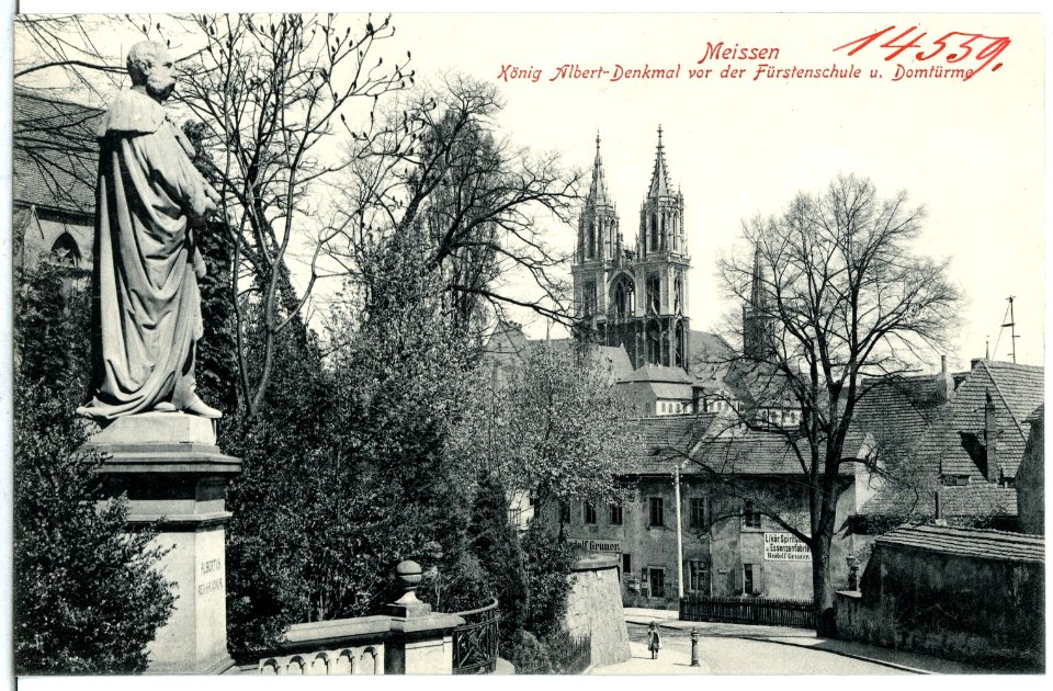 14559-Meißen-1912-Freiheit, König Albert-Denkmal, Domtürme-Brück & Sohn Kunstverlag