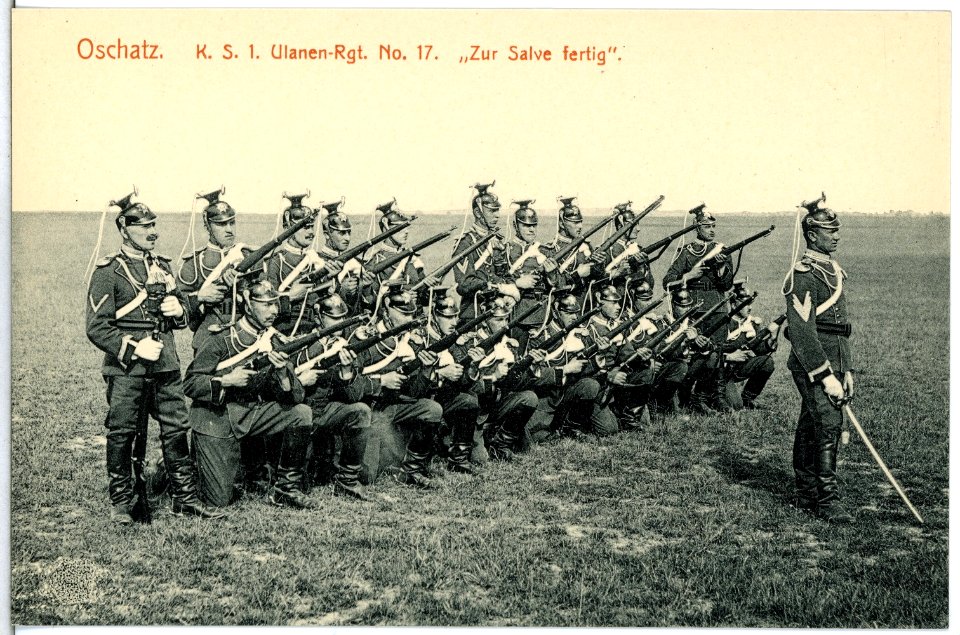 14797-Oschatz-1912-1. Königlich Sächsisches Ulanen-Regiment Nr. 17 - Zur Salve fertig-Brück & Sohn Kunstverlag