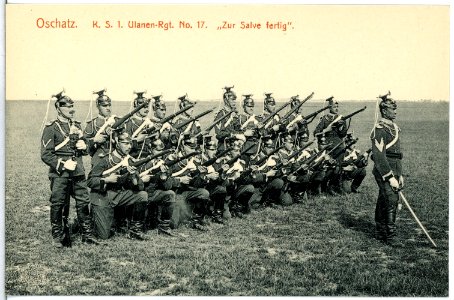 14797-Oschatz-1912-1. Königlich Sächsisches Ulanen-Regiment Nr. 17 - Zur Salve fertig-Brück & Sohn Kunstverlag