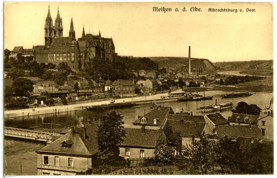 14836-Meißen-1912-Blick aud Meißen und die Elbe von Lockens Villa-Brück & Sohn Kunstverlag