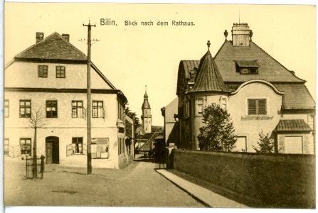 14397-Bilin-1912-Blick nach dem Rathaus-Brück & Sohn Kunstverlag