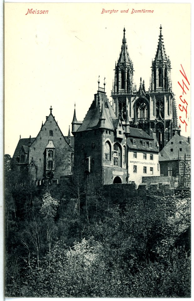 14555-Meißen-1912-Burgtor und Domtürme-Brück & Sohn Kunstverlag
