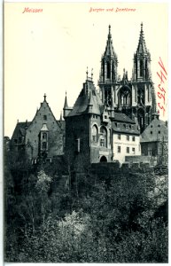 14555-Meißen-1912-Burgtor und Domtürme-Brück & Sohn Kunstverlag