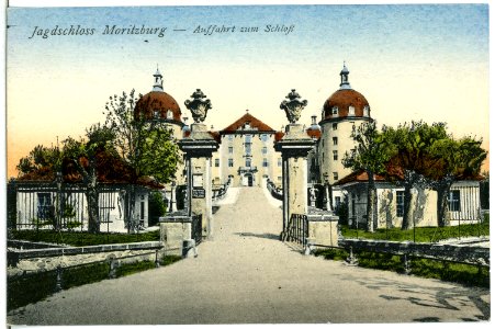 14544-Moritzburg-1912-Auffahrt zum Schloß-Brück & Sohn Kunstverlag