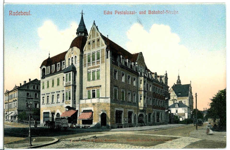 10498-Radebeul-1908-Ecke Pestalozzi - und Bahnhofstraße-Brück & Sohn Kunstverlag