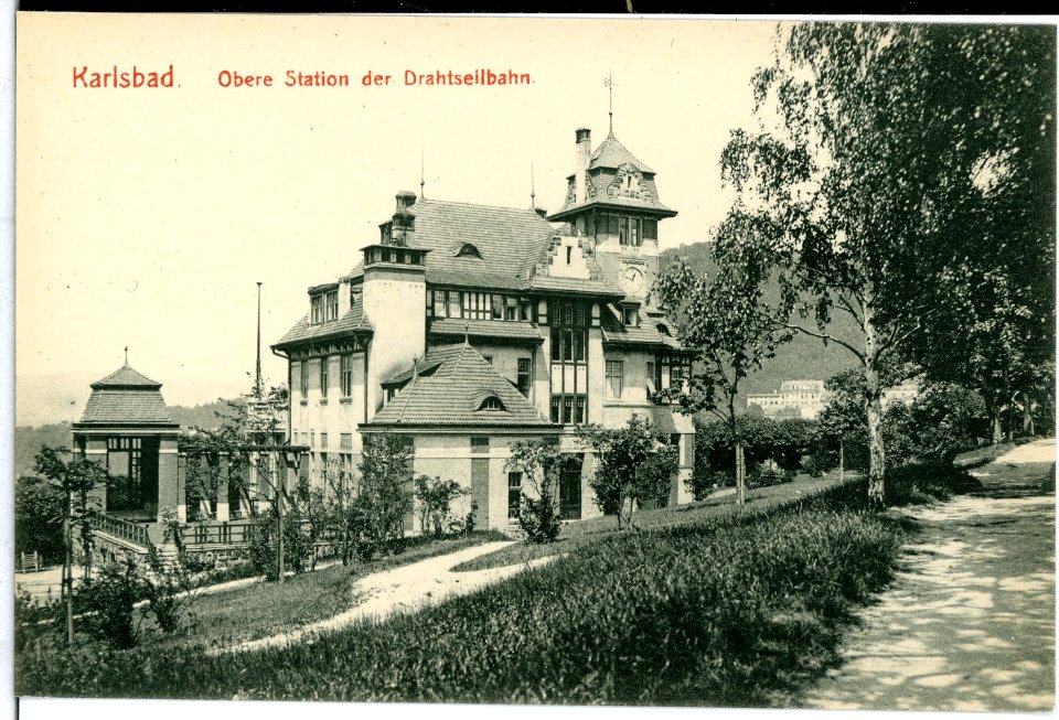 10561-Karlsbad-1909-Obere Station der Drahtseilbahn-Brück & Sohn Kunstverlag