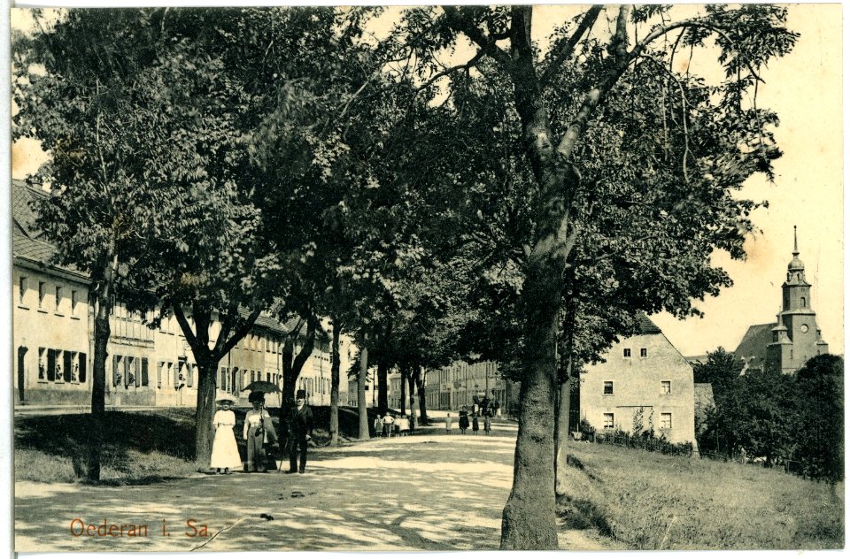 14246-Oederan-1912-Kirche und Straße-Brück & Sohn Kunstverlag