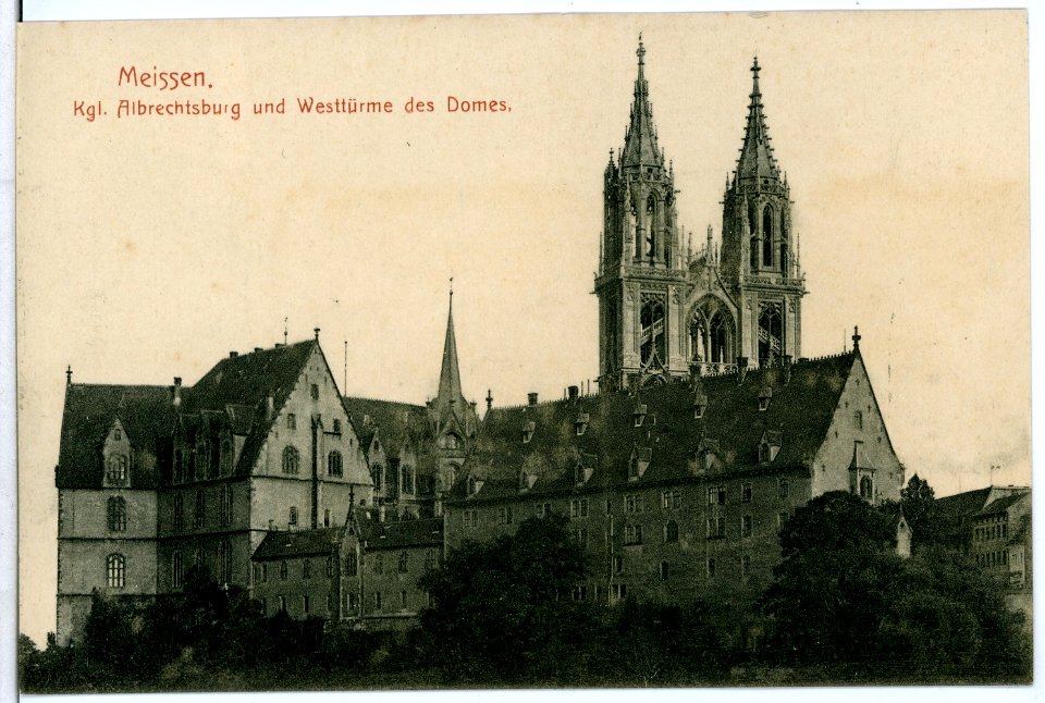 10392-Meißen-1908-Albrechtsburg und Westtürme des Doms, Kornhaus-Brück & Sohn Kunstverlag