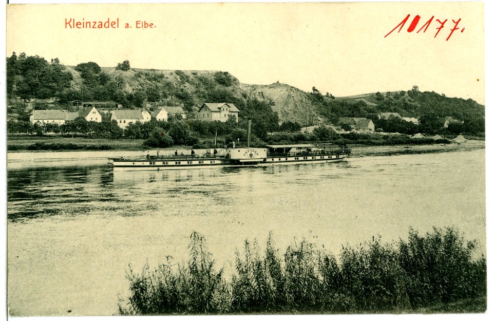 10177-Kleinzadel-1908-Elbe mit Dampfer Dresden-Brück & Sohn Kunstverlag