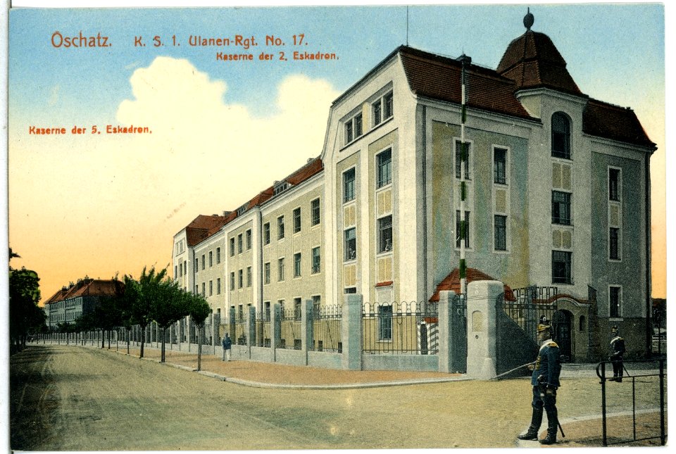 14756-Oschatz-1912-Königlich Sächsisches Ulanen-Regiment Nr. 17 - Kaserne des 2. Eskadron-Brück & Sohn Kunstverlag