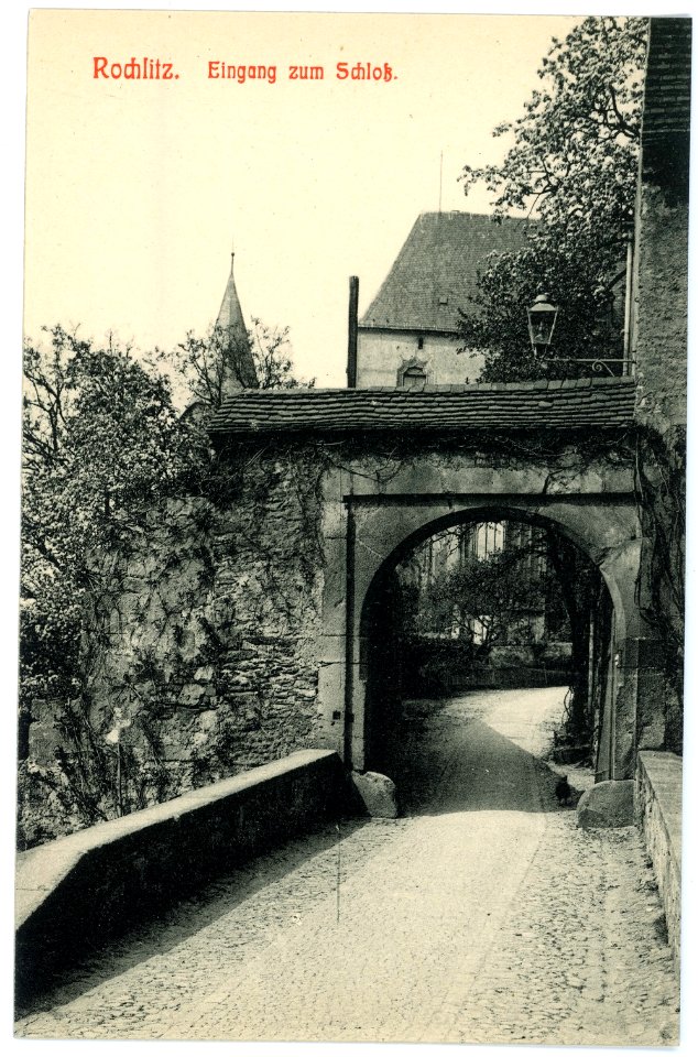 10903-Rochlitz-1909-Eingang zum Schloß-Brück & Sohn Kunstverlag