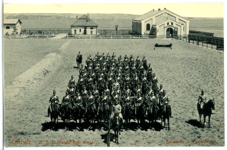 14768-Oschatz-1912-1. Königlich Sächsisches Ulanen-Regiment Nr. 17 - Eskadron in Zugkolonne-Brück & Sohn Kunstverlag