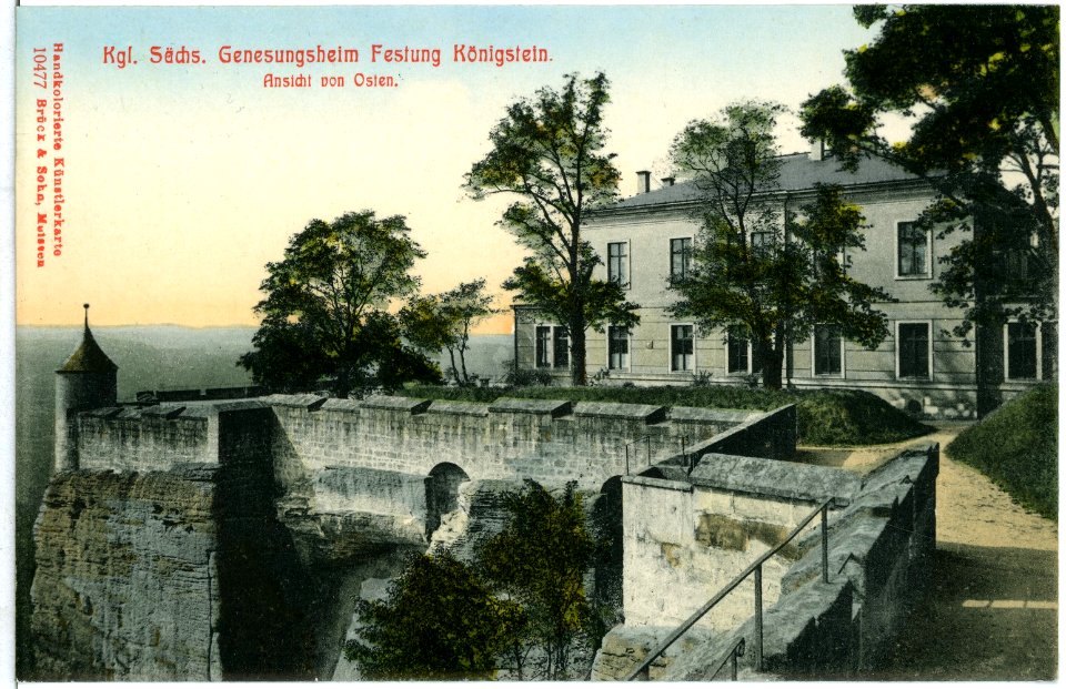 10477-Königstein-1908-Festung, Genesungsheim, Ansicht von Osten-Brück & Sohn Kunstverlag