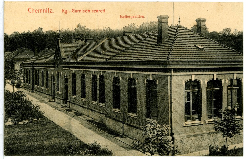 10951-Chemnitz-1909-Garnisonslazarett - Isolierpavillon-Brück & Sohn Kunstverlag