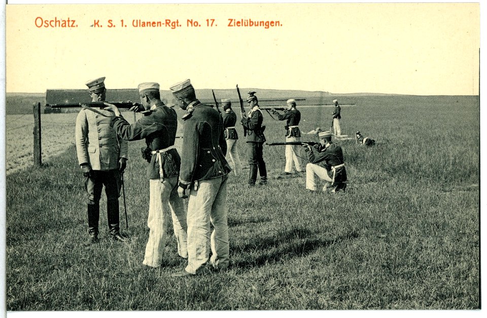 14769-Oschatz-1912-1. Königlich Sächsisches Ulanen-Regiment Nr. 17 - Zielübungen-Brück & Sohn Kunstverlag