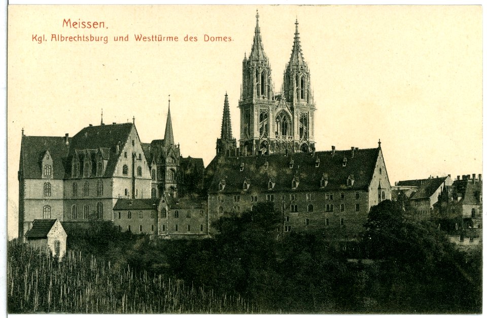 10389-Meißen-1908-Albrechtsburg und Westtürme des Doms, Kornhaus-Brück & Sohn Kunstverlag