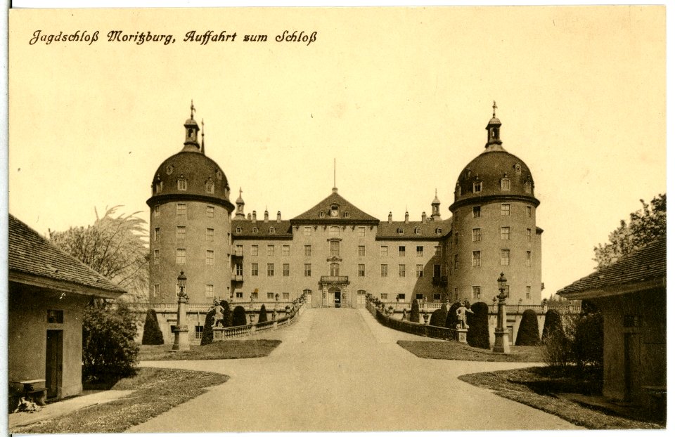 14543-Moritzburg-1912-Auffahrt zum Schloß-Brück & Sohn Kunstverlag