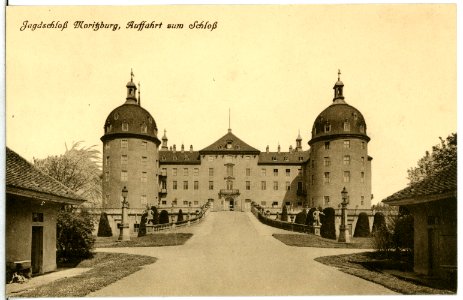14543-Moritzburg-1912-Auffahrt zum Schloß-Brück & Sohn Kunstverlag