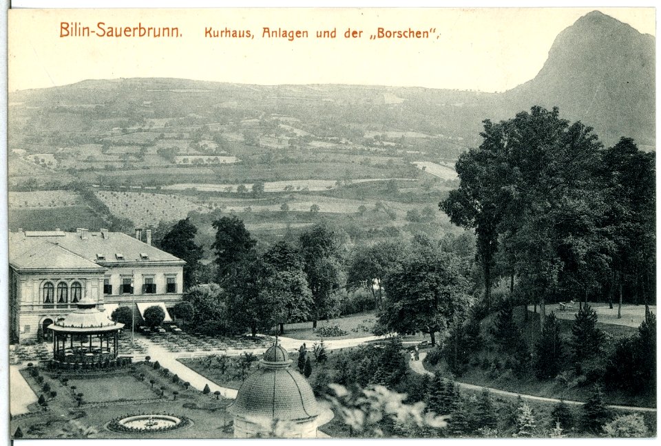 15057-Bilin-1912-Kurhaus - Anlagen und der Borschen-Brück & Sohn Kunstverlag