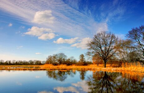Mirroring landscape blue photo